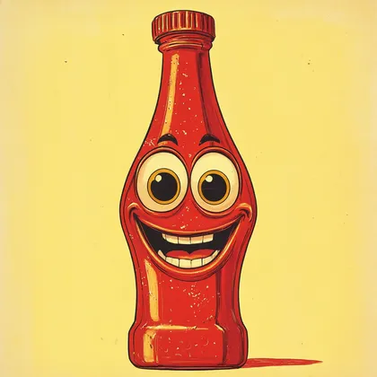 Ketchup & Beer logo: a smiling red bottle